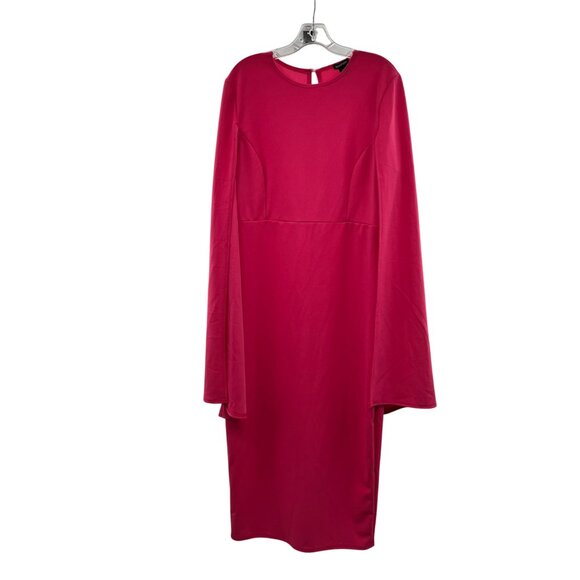 Boohoo Women's Cape Sleeve Maxi Dress Back Slit Pink Size 14 - Picture 1 of 9